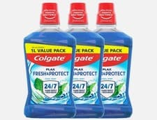 Image of 3x Colgate Plax Cool Mint Mouthwash Fresh Mouth Breath Wash Alcohol Free - 1l