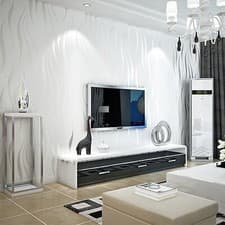 Image of 1-6x Modern Gloss Wave Stripes Non-woven Fabric Embossed Textured Wallpaper Roll