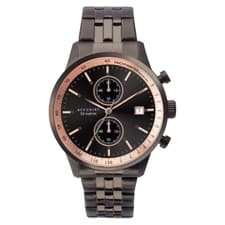 Image of Accurist Black IP Black & Rose Dial Chrono Watch 50m 7341