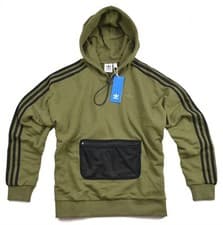 Image of Adidas Originals Women's Oversized Hoodie Pullover Army Olive Green Size 8