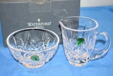 Image of Waterford Crystal Lismore Sugar Bowl & Cream Pitcher Server Set ~ NOS ~ P2