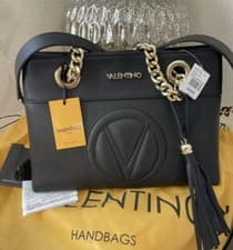 Image of 100% Genuine MARIO VALENTINO Black Leather KALI Shoulder Bag BNWT Receipt Shown