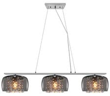 Image of Modern Ceiling Crystal Droplet Pendant Light Triple Smoked Grey Glass H3103