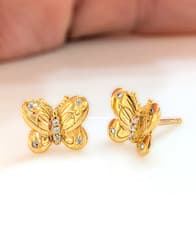 Image of New 100% Authentic PANDORA 18k Gold Pl Crystal Butterfly Stud Earrings 267921CZ