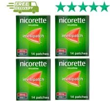 Image of 4x Nicorette Invisi 25mg Patch - 14 Patches Pack of 4 (Total 56) 100% ORIGINAL⭐⭐