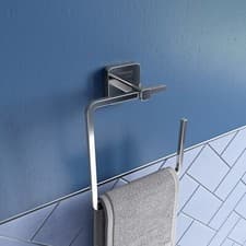Image of Croydex Flexi-Fix Square Towel Ring, Chrome Plated - Camberwell