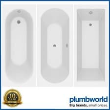 Image of Modern Bathroom Single & Double Ended Straight Bath Gloss White Acrylic Bathtub