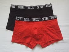 Image of DIESEL BOXER SHORTS TRUNKS NO FLY-BLACK/RED UNDERWEAR-2 PACK-SIZE XL-BNWT-DSL104