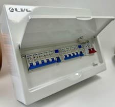 Image of Live 100A 9 Way Split Load Dual RCD 63A Metal Consumer Unit, 3x6A, 2x16A, 3x32A,