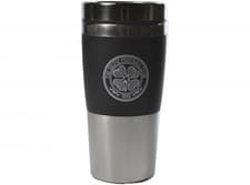 Image of Celtic FC Executive Handleless Metallic Travel Mug Black Silver Boxed Mug Coffee