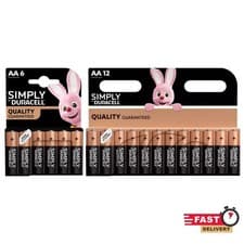 Image of Duracell AA AAA Batteries Alkaline Simply Battery LR6, LR03, 10 Year Long Expiry