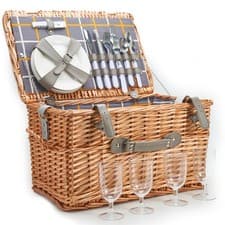 Image of Wicker Picnic Basket For 2/4 Person With Complete Cutlery & Easy Carry Handle