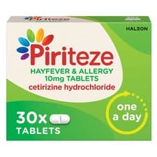 Image of 2 x 30 Piriteze Hayfever Relief Effective Relief Allergy Tablets Pack of 60