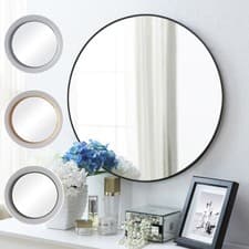 Image of Industrial Large Round Metal Frame Bathroom Bedroom Glass Wall Mirror Home Decor
