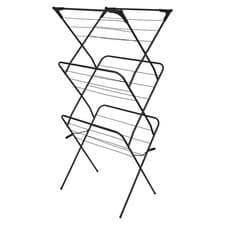 Image of 1x 3 Tier Foldable Clothes Airer Black Indoor Laundry Washing Drying Dryer Rack