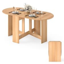 Image of Folding Multifunction Table Round Expandable Dining Table Space Saver