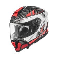 Image of Premier Hyper Carbon Motorcycle Motorbike Full Face Helmet Grey / Red / White