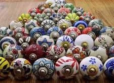 Image of Set 20 pc vintage Handles Multi Color Knob Ceramic Door Knobs Drawer Pulls Cupbo