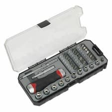 Image of Sealey Fine Tooth Ratchet Screwdriver Socket & Bit Set 38 Pcs Accessory AK64905