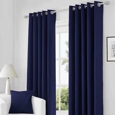 Image of Eyelet Ring Top Thermal Blackout Curtains Pair Ready made with 2 FREE Tie Back