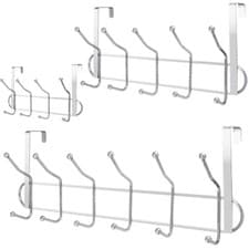 Image of 12 10 8 OVER THE DOOR HOOKS CHROME WASH ROOM COAT HANGER CLOTHES TOWEL STORAGE