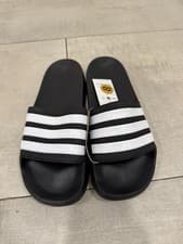 Image of Adidas Adilette Shower Slides Black White Size 8 New Comfort Sandals