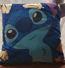 Image of Disney Stitch Velvet & Foil Square Cushion - Blue & Gold - 43 x 43cm