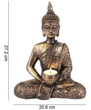 Image of Sitting Thai Buddha Meditating Tea light Candle Holder 27cm Spiritual