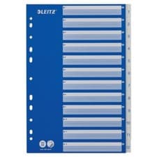 Image of Leitz A4 Index Tabs 1-12 Numbered Document Organisation Stationery 15 Pack