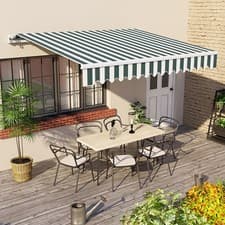 Image of Manual Awning Canopy Outdoor Garden Patio Sun Shade Retractable Shelter 9 Colour
