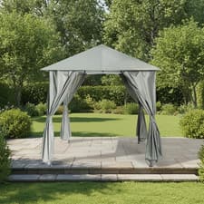 Image of Gazebo With Curtains 2.45m Waterproof Steel Frame Patio Outdoor Shelter Canopy