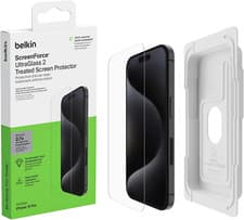 Image of Belkin Screenforce Ultraglass 2 Treated Iphone 15 Pro Screen Protector, Scratch-
