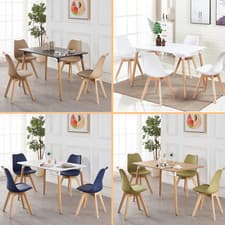 Image of Jamie Dining Set with 4 Jamie Dining Chairs & Halo Wooden Table ✅ Color Options