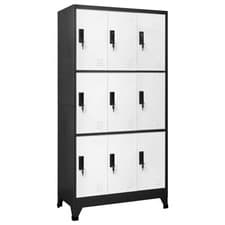 Image of Locker Cabinet Anthracite and White 90x45x180 cm Steel