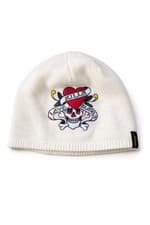 Image of Ed Hardy Skull Heart Design Beanie Hat White (Brand New)