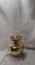 Image of Antique Large Brass Table Lamp on Tripod Stand