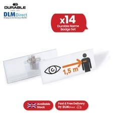 Image of Durable Name Badge - 14 Pcs Clear Personalised Name Badges with Clip for Office