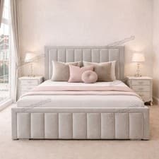 Image of Ottoman Storage GasLift Panel Bed Frame Velvet Upholstered Double King Size UK