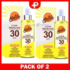 Image of Malibu Clear Protection 30 SPF Spray Dry Feel Water Resistant 250ml 2 Packs
