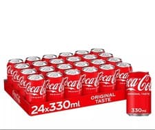 Image of Coca Cola Original Taste Coke 330ml Pack of 24 Cans, Full case  Fizzy Soft Drink