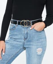 Image of Missguided Jeans Belt Black Gold Size S/M 