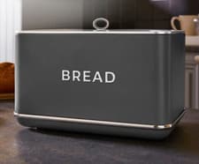 Image of Tower T826175GRY Renaissance Bread Bin, 16L Capacity, Simple Pull Lid, Grey
