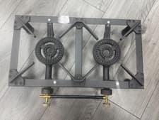 Image of Double Ring 2 Burner Cast Iron Gas Stove Cooker for Outdoor Cooking Camping LPG