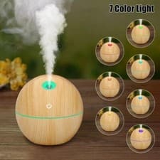 Image of Essential Oil Diffuser Humidifier Aromatherapy Wood Grain Aroma Mist 130ml LED