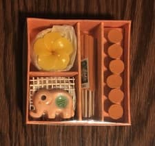 Image of Cute Mini Yellow Rose Incense & Candle Elephant Gift Set Boxed