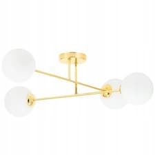 Image of Gold White Glass Globe Pendant Ceiling Light Loft Modern 4xE27 E27 Bulb