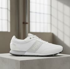Image of Boss by Hugo Boss Parkour Trainers White All UK Sizes RRP £199 HBPRWG