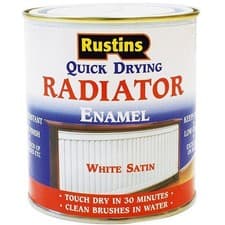 Image of Rustins Quick Dry Radiator Enamel Paint White Satin 250ml