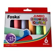 Image of 6 x Pack of 6 Assorted Colour Jumbo Sidewalk Chalk