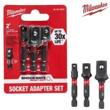 Image of Milwaukee Shockwave Impact Hex SQ Socket Adaptor Set Drive Tool Conversion (3pc)